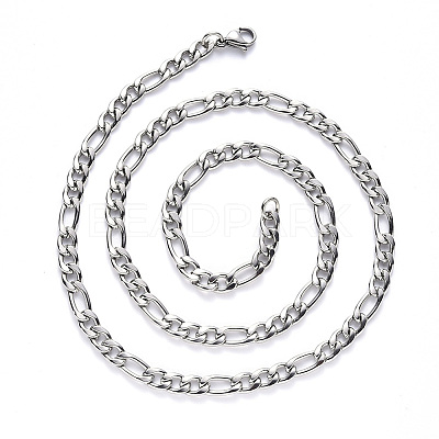 Non-Tarnish 304 Stainless Steel Figaro Chain Necklaces NJEW-S420-003A-P-1