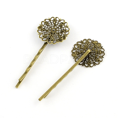 Filigree Flower Tray Vintage Iron Hair Bobby Pin Findings X-MAK-Q001-003AB-1