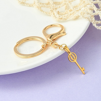 304 Stainless Steel Initial Letter Key Charm Keychains KEYC-YW00004-15-1