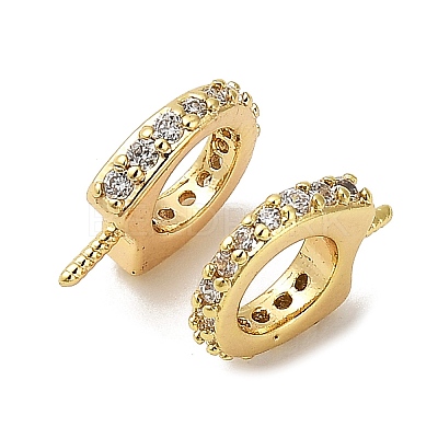 Horse Shoes Rack Plating Brass Micro Pave Cubic Zirconia Pendant Bails KK-S397-07D-1
