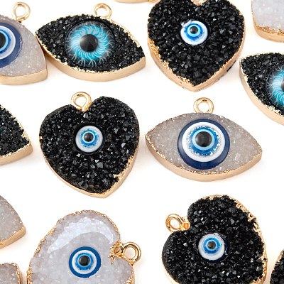 16Pcs 2 Style Druzy Resin Pendants RESI-LS0001-17-1