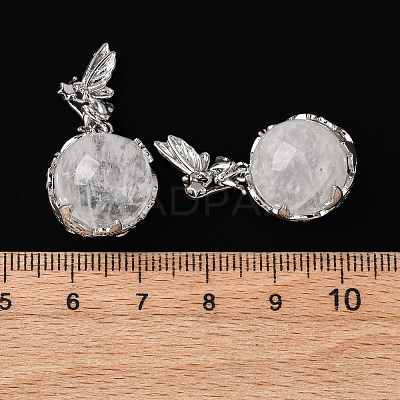 Natural Quartz Crystal Round Pendants G-G207-01P-08-1