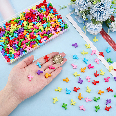 400Pcs Opaque Acrylic Beads SACR-ME0001-01-1