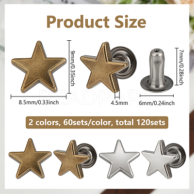 12 Bags 2 Colors Zinc Alloy Decorative Rivets FIND-FG0005-52A-1
