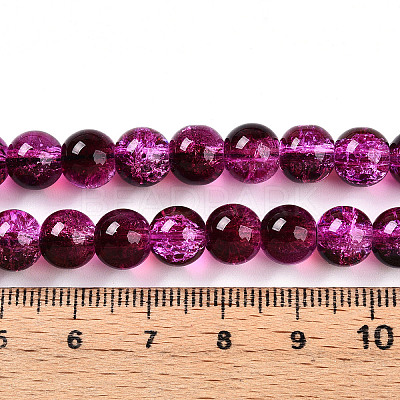 Transparent Crackle Glass Bead Strands X1-GLAA-T025-8mm-02F-1