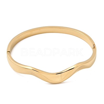 Curved 304 Stainless Steel Hinged Bangles for Women BJEW-B168-07G-1