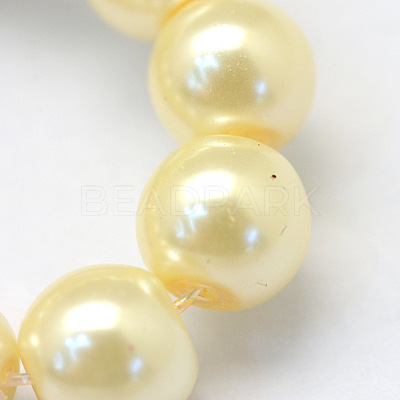 Baking Paint Pearlized Glass Pearl Round Bead Strands X-HY-Q330-8mm-21-1
