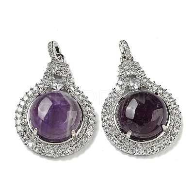 Natural Amethyst with Clear Cubic Zirconia Pendants G-G133-01P-19-1