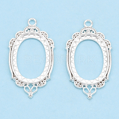 Zinc Alloy Link Cabochon Settings PALLOY-WH0001-35S-1