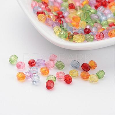 Mixed Color Transparent Acrylic Faceted Round Beads X-DB4MMM-1