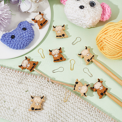 DIY Cattle Silicone Beads Knitting Needle Protectors/Knitting Needle Stoppers with Stitch Markerss IFIN-NB0001-55-1