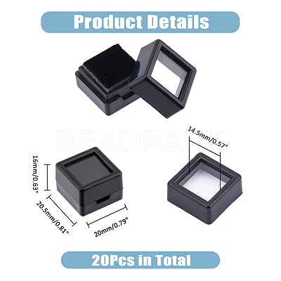 Acrylic Square Loose Diamond Box with Visible Window CON-WH0088-76A-02-1