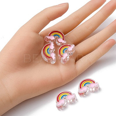 5Pcs Transparent Acrylic Enamel Beads OACR-YW0001-31A-1