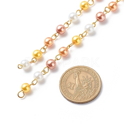 Handmade Glass Pearl Round Beaded Chains AJEW-SZ0002-40E-1