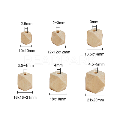 Faceted Unfinished Wood Beads WOOD-CJ0001-07-1