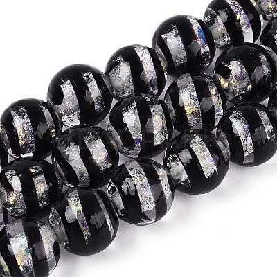 Handmade Foil Glass Beads Strands FOIL-N033-05A-1