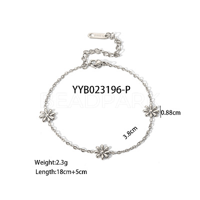 Elegant 304 Stainless Steel Daisy Link Chain Necklaces and Bracelets Sets for Women EE7355-4-1