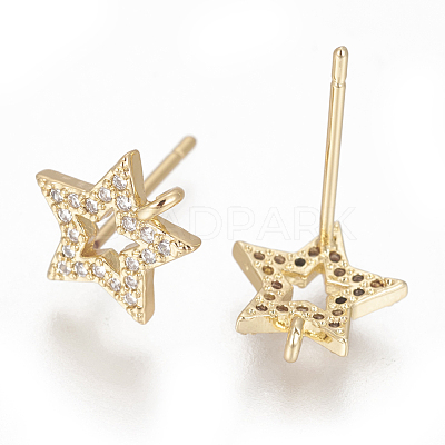 Brass Stud Earring Findings ZIRC-O034-17G-1