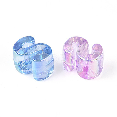 UV Plating Transparent Acrylic European Beads OACR-M027-02S-1