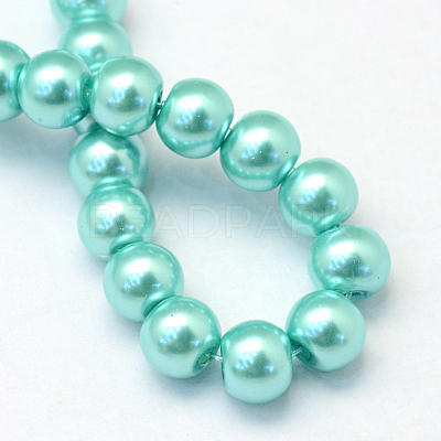 Baking Paint Pearlized Glass Pearl Round Bead Strands HY-Q003-6mm-65-1