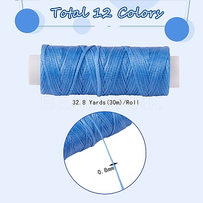 12Rolls 12 Colors Waxed Polyester Cord YC-SZ0001-03A-1