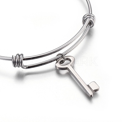 Tarnish Resistant 304 Stainless Steel Charm Bangles BJEW-F357-02P-1