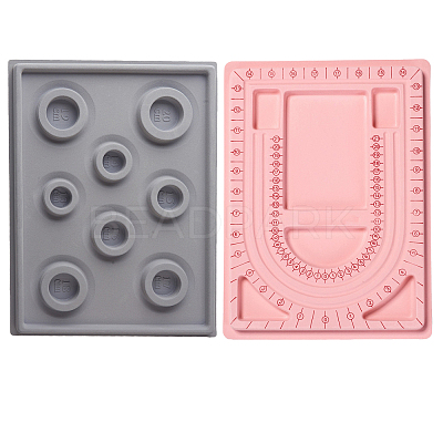 2Pcs 2 Styles Flocking Plastic Bead Design Boards for Necklace Design TOOL-YW0001-87-1
