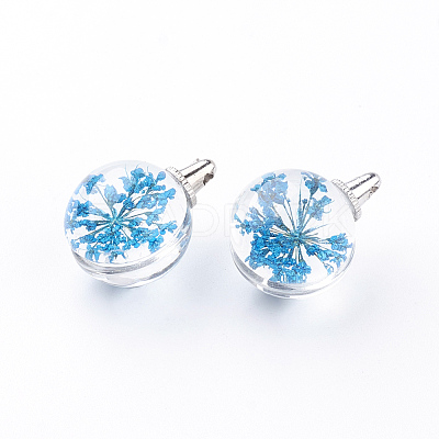 Round Alloy Glass Pendants GLAA-Q051-15mm-06P-1