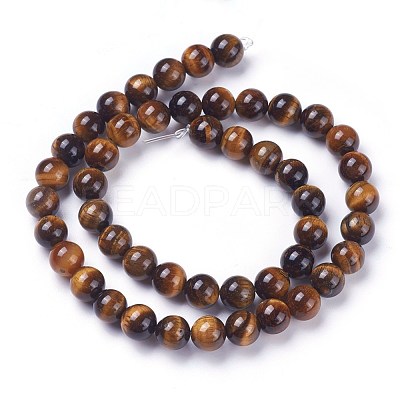 Round Tiger Eye Beads Strands Z0RQT012-1