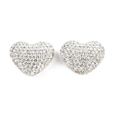 Heart Shaped Polymer Clay Rhinestone Beads CLAY-NH0002-02B-1