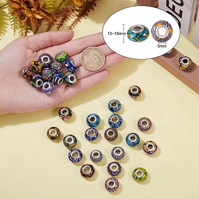 34Pcs 17 Colors Handmade Polymer Clay European Beads CLAY-SZ0001-52-1