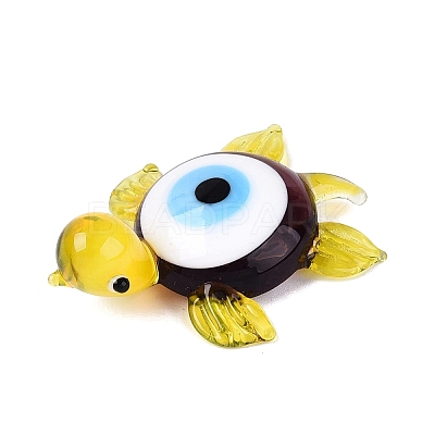 Handmade Lampwork Turtle with Evil Eye Figurine Display Decorations LAMP-N034-25E-1