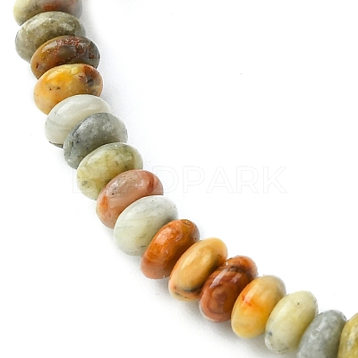 Natural Crazy Agate Flat Round Beaded Stretch Bracelets for Women BJEW-JB09717-04-1