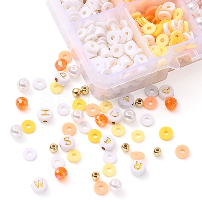 DIY Letter & Imitation Pearl & Heishi Beads Bracelet Making Kit DIY-YW0005-23B-1