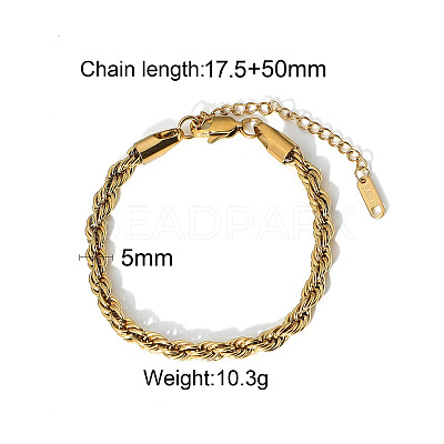 European Style 304 Stainless Steel Rope Chain Bracelet for Women LS-HM2215-6-1