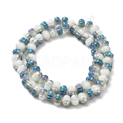 Half Rainbow Plated Electroplate Glass Beads GLAA-G106-02A-HR01-1