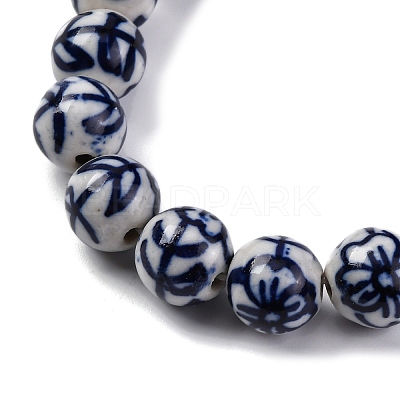 Handmade Blue and White Porcelain Beads Strands PORC-I027-03E-1