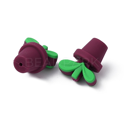 Leaf Pot Food Grade Eco-Friendly Silicone Beads SIL-WH0014-18I-1
