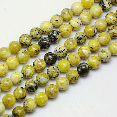 Natural Yellow Turquoise(Jasper) Beads Strands X-GSR6mmC007-1