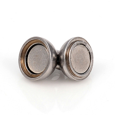 Tarnish Resistant 201 Stainless Steel Magnetic Clasps with Loops STAS-L244-10A-P-1