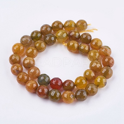 Natural Agate Round Beads Strand G-L084-10mm-M-1