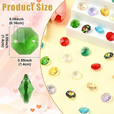 120Pcs 12 Colors Electroplate Glass Links Connectors EGLA-YW0005-65-1
