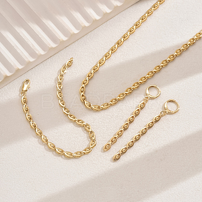 Brass Chain Bracelets & Earrings & Necklaces Sets for Everyday Women's Fashion Accessories FY4215-1