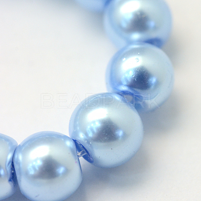 Baking Paint Pearlized Glass Pearl Round Bead Strands X-HY-Q003-10mm-24-1