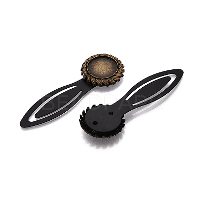 Alloy & Iron Bookmark Cabochon Settings PALLOY-N184-06AB-1