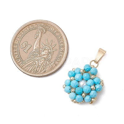 Dyed Natural Magnesite Faceted Round Cluster Flower Pendants PALLOY-MZ01197-05-1