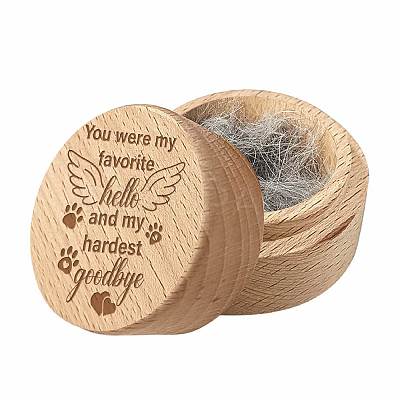 1Pc Beech Wood Engraved Pet Hair Keepsake Boxes CON-CN0001-18J-1