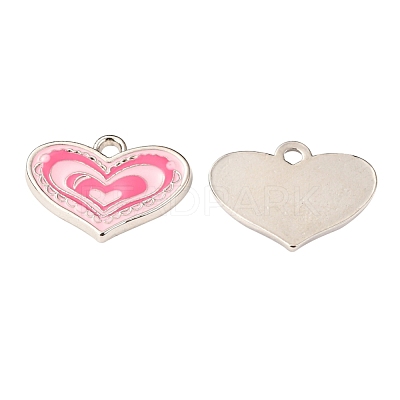 Pink Alloy Enamel Heart Charm Pendants Great for Mother's Day Gifts Making X-ENAM-19.5X19.5-1