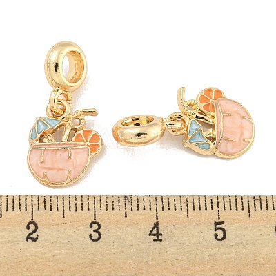 Rack Plating Alloy Enamel Drink European Dangle Charms FIND-B034-48G-01-1