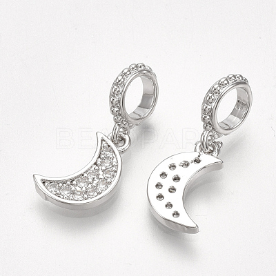 Brass Micro Pave Cubic Zirconia European Dangle Charms KK-T035-120-1